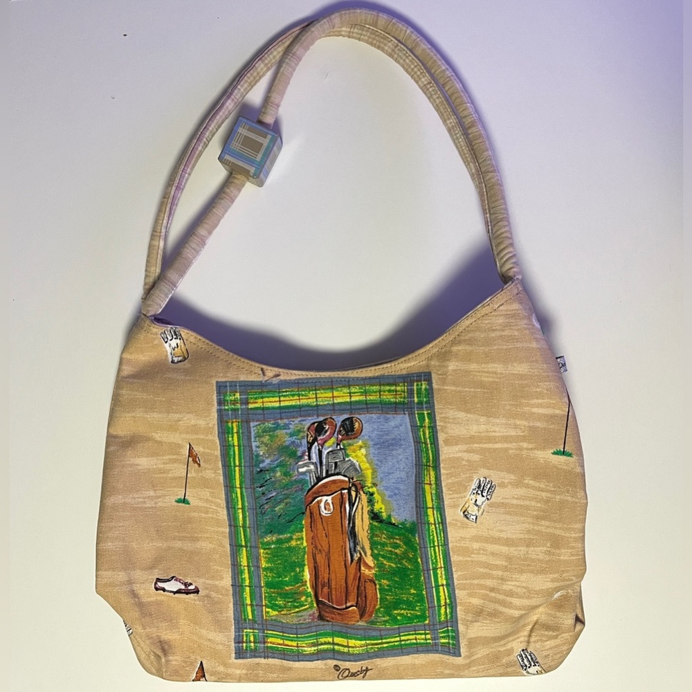 Quasby Golf Tote Canvas Bag Large Carry-on Hand Painted